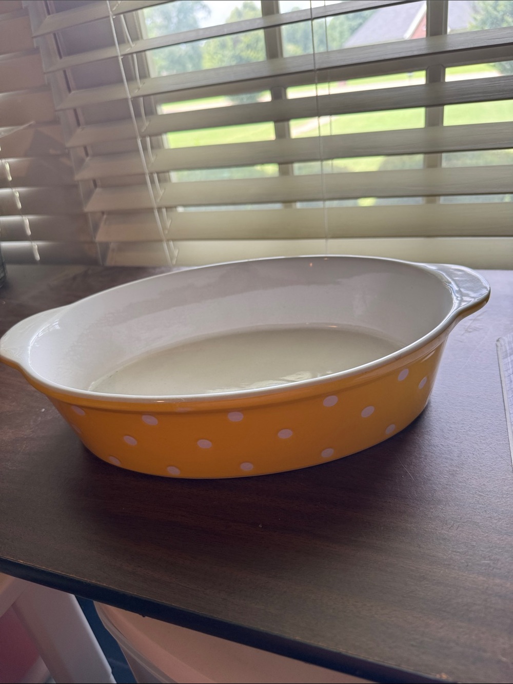 Yellow and White Polka Dot Casserole Dish
